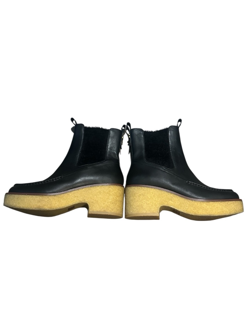Coach Black Leather Platform Chelsea Boots Chunky Sole Statement Trendy Designer - Picture 10 of 16